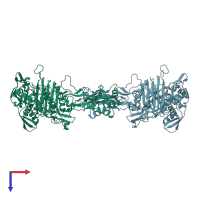 PDB entry 1rp5 coloured by chain, top view.