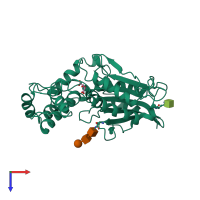 PDB entry 1rpa coloured by chain, top view.