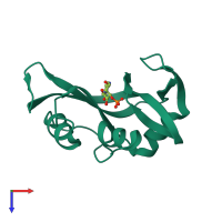 PDB entry 1rpf coloured by chain, top view.