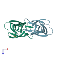 PDB entry 1rpi coloured by chain, top view.