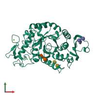 PDB entry 1rpk coloured by chain, front view.
