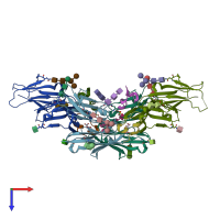 PDB entry 1rpq coloured by chain, top view.