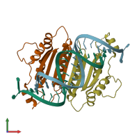 PDB entry 1rpu coloured by chain, front view.