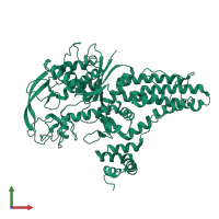 PDB entry 1rqg coloured by chain, front view.