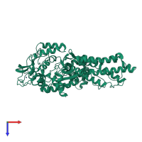 PDB entry 1rqg coloured by chain, top view.