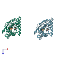 PDB entry 1rqj coloured by chain, top view.