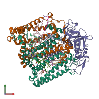 PDB entry 1rqk coloured by chain, front view.