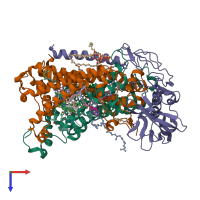 PDB entry 1rqk coloured by chain, top view.
