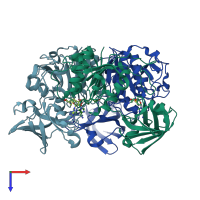 PDB entry 1rqp coloured by chain, top view.