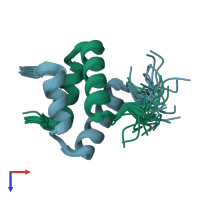 PDB entry 1rqt coloured by chain, ensemble of 20 models, top view.