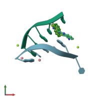 PDB entry 1rqy coloured by chain, front view.