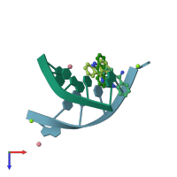 PDB entry 1rqy coloured by chain, top view.