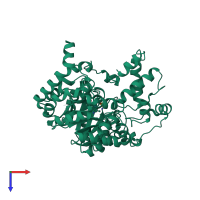 PDB entry 1rr2 coloured by chain, top view.