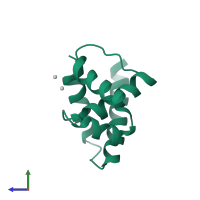 PDB entry 1rr7 coloured by chain, side view.