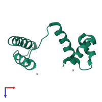 PDB entry 1rr7 coloured by chain, top view.