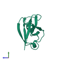 PDB entry 1rrb coloured by chain, side view.