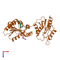 PDB entry 1rrc coloured by chain, top view.