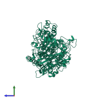 PDB entry 1rrh coloured by chain, side view.
