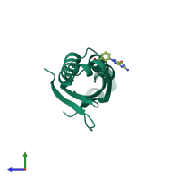 PDB entry 1rri coloured by chain, side view.