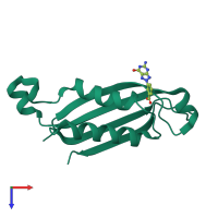 PDB entry 1rri coloured by chain, top view.