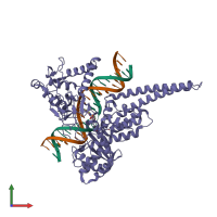 PDB entry 1rrj coloured by chain, front view.