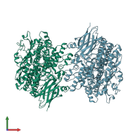 PDB entry 1rrl coloured by chain, front view.