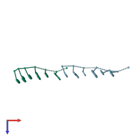 PDB entry 1rru coloured by chain, top view.