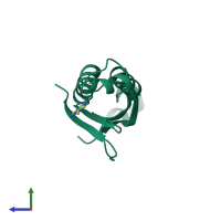 PDB entry 1rrw coloured by chain, side view.
