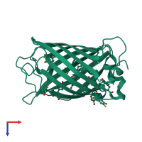 PDB entry 1rrx coloured by chain, top view.