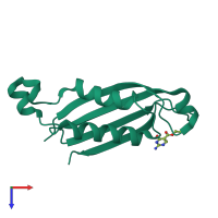 PDB entry 1rry coloured by chain, top view.