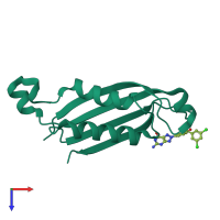 PDB entry 1rs4 coloured by chain, top view.