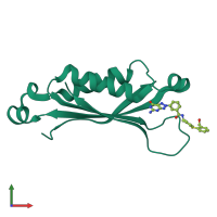 PDB entry 1rsd coloured by chain, front view.