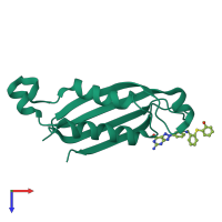 PDB entry 1rsd coloured by chain, top view.