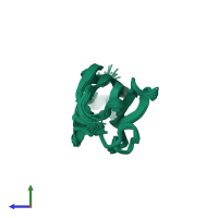 PDB entry 1rsf coloured by chain, ensemble of 30 models, side view.