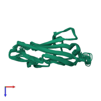 PDB entry 1rsf coloured by chain, ensemble of 30 models, top view.