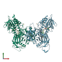 PDB entry 1rsg coloured by chain, front view.