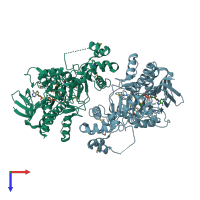 PDB entry 1rsg coloured by chain, top view.