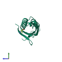 PDB entry 1rsi coloured by chain, side view.