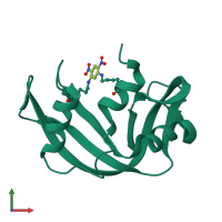 PDB entry 1rsm coloured by chain, front view.