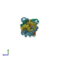 PDB entry 1rso coloured by chain, ensemble of 20 models, side view.