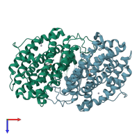PDB entry 1rsr coloured by chain, top view.