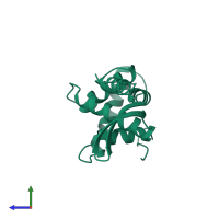 PDB entry 1rss coloured by chain, side view.