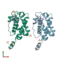 PDB entry 1rte coloured by chain, front view.