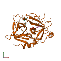 PDB entry 1rtf coloured by chain, front view.