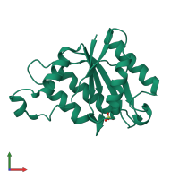 PDB entry 1rtt coloured by chain, front view.
