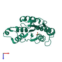 PDB entry 1rtt coloured by chain, top view.
