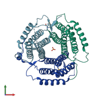 PDB entry 1rty coloured by chain, front view.