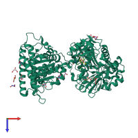 PDB entry 1ru3 coloured by chain, top view.