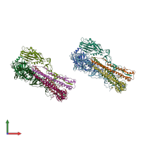 PDB entry 1ru7 coloured by chain, front view.