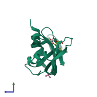 PDB entry 1ruv coloured by chain, side view.